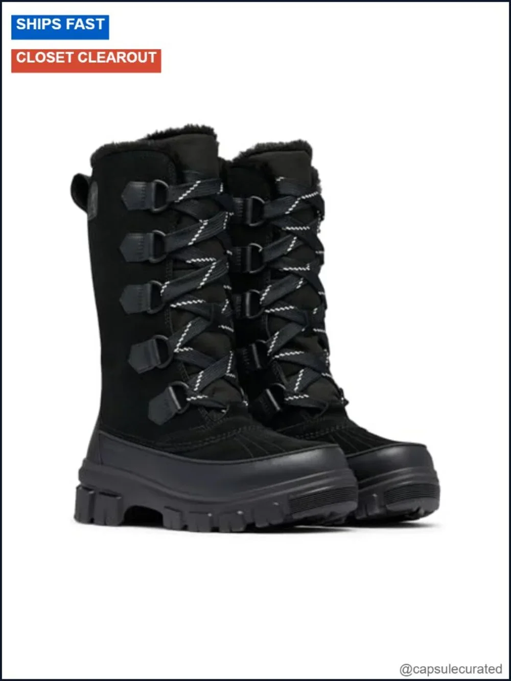 Waterproof Suede Faux Fur Collar Tall Snow Boots